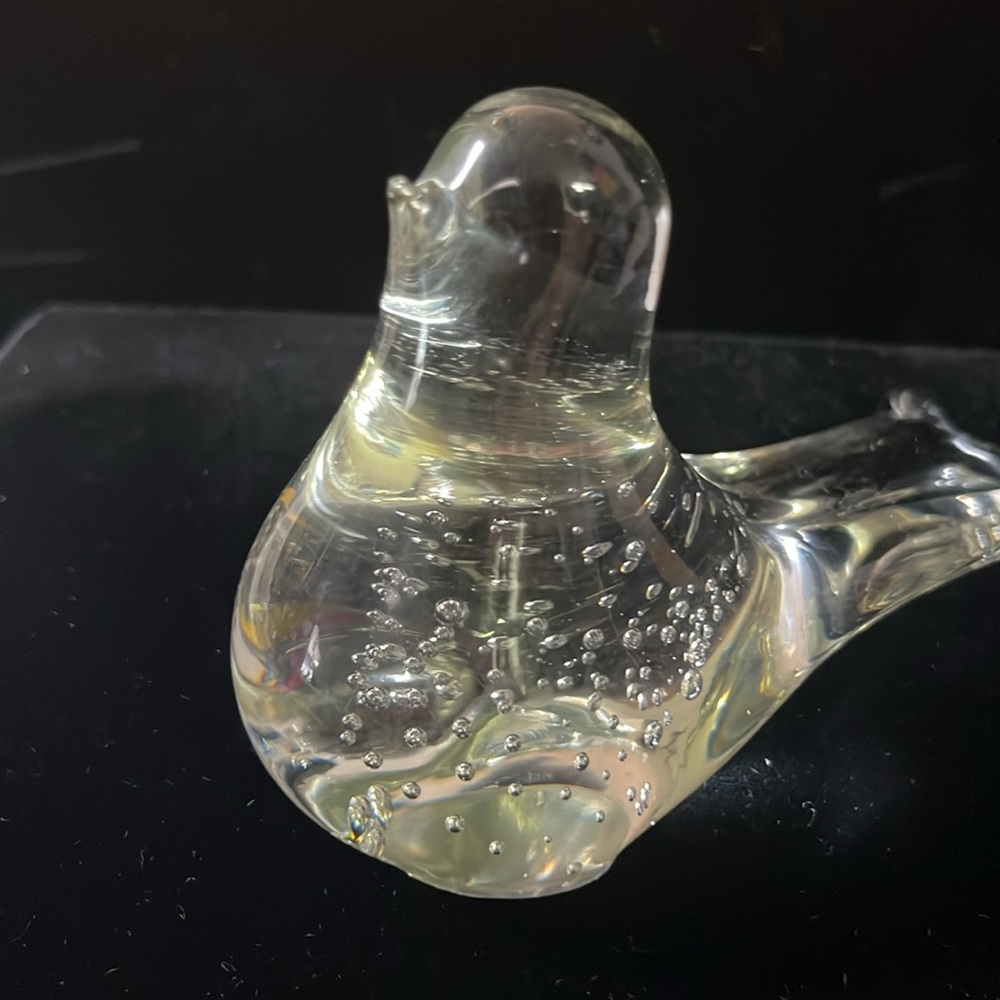 Vintage Glass Bird Robin Leonard Silver Mfg Co Paperweight Figurine